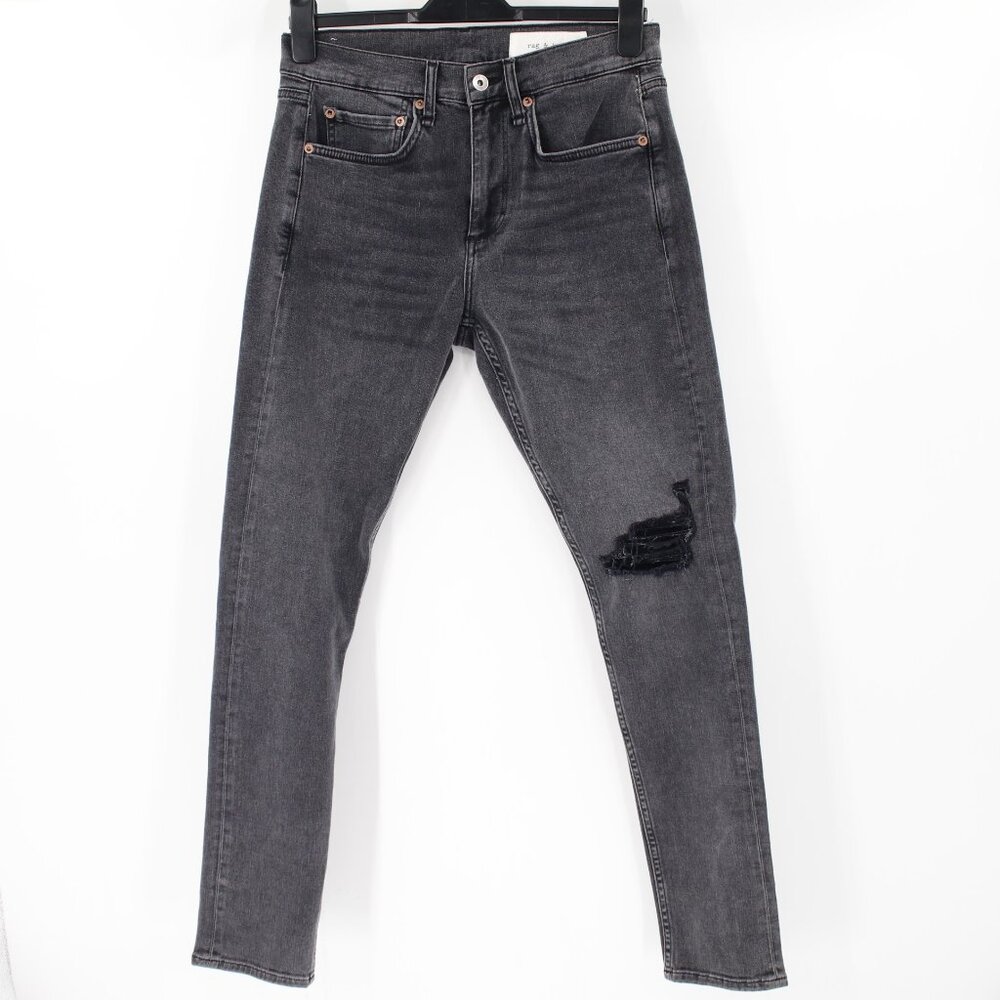 Rag & Bone Jeans Mens 30 Fit 1 Skinny Mid Rise Destroyed Wolcott Black Stretch‎